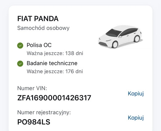 Fiat Panda cena 12499 przebieg: 129000, rok produkcji 2009 z Zabłudów małe 667